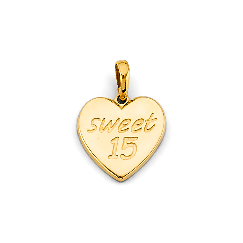 14K Yellow Gold Flower & 15 Años Pendant - PT2972