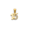14K Yellow Gold Flower & 15 Años Pendant - PT2974