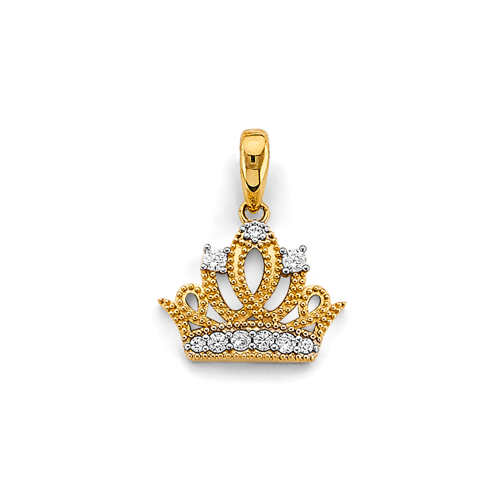 14K Yellow Gold Flower & 15 Años Pendant - PT2984