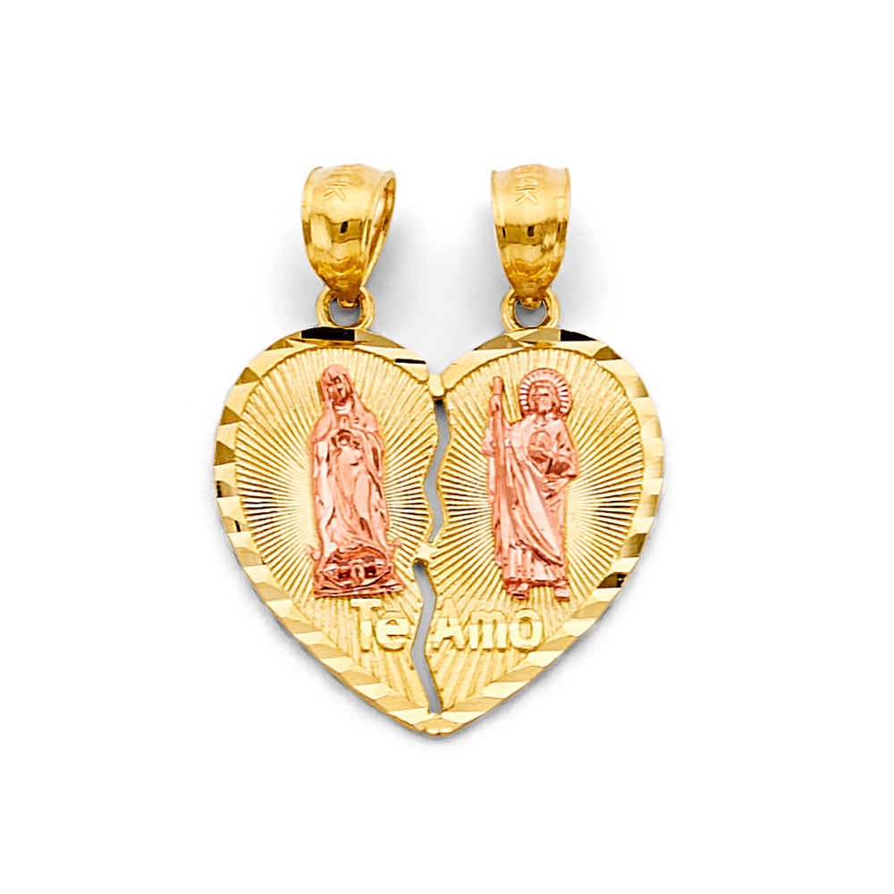 14K Yellow Gold Mom, Family, Baby & Heart Pendant - PT3015