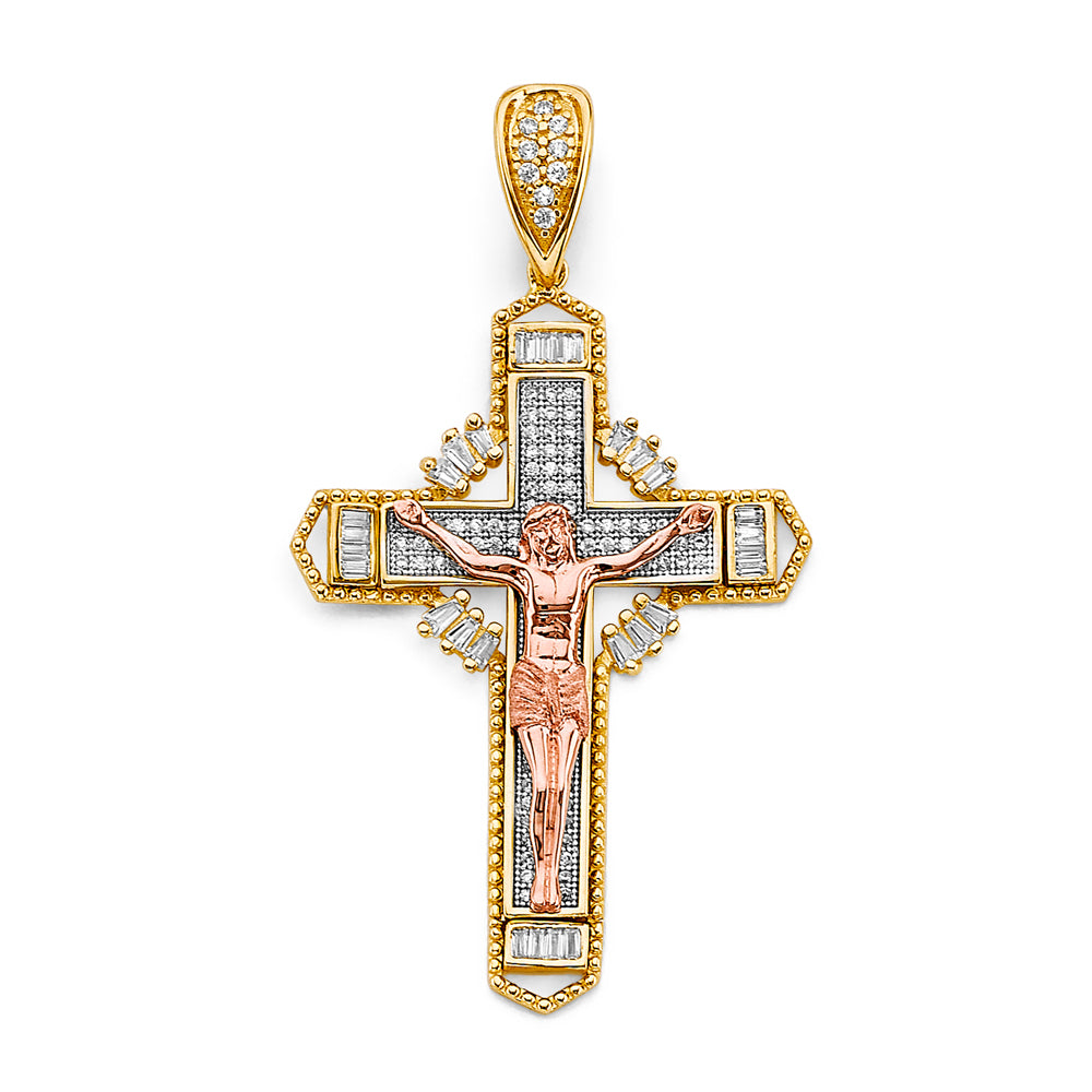 14K Yellow Gold Crucifix Cross Pendant - PT3045