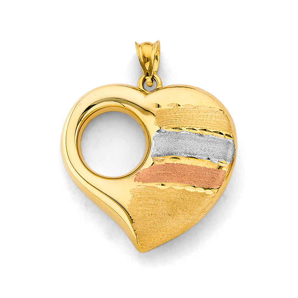 14K Yellow Gold Mom, Family, Baby & Heart Pendant - PT3133
