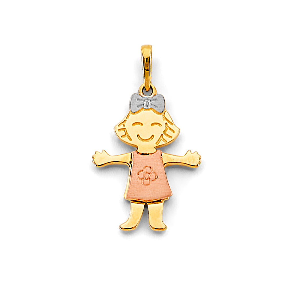 14K Yellow Gold Mom, Family, Baby & Heart Pendant - PT3190