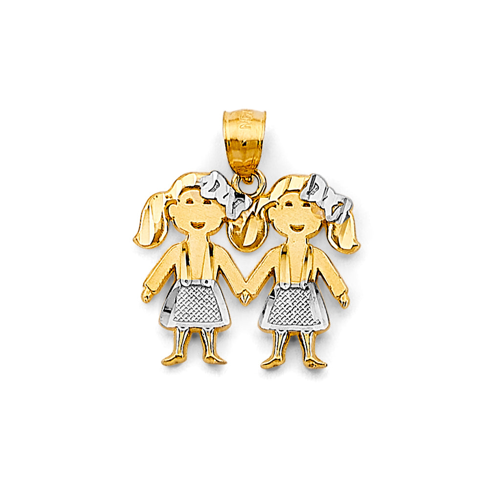 14K Yellow Gold Mom, Family, Baby & Heart Pendant - PT3192