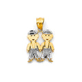 14K Yellow Gold Mom, Family, Baby & Heart Pendant - PT3193
