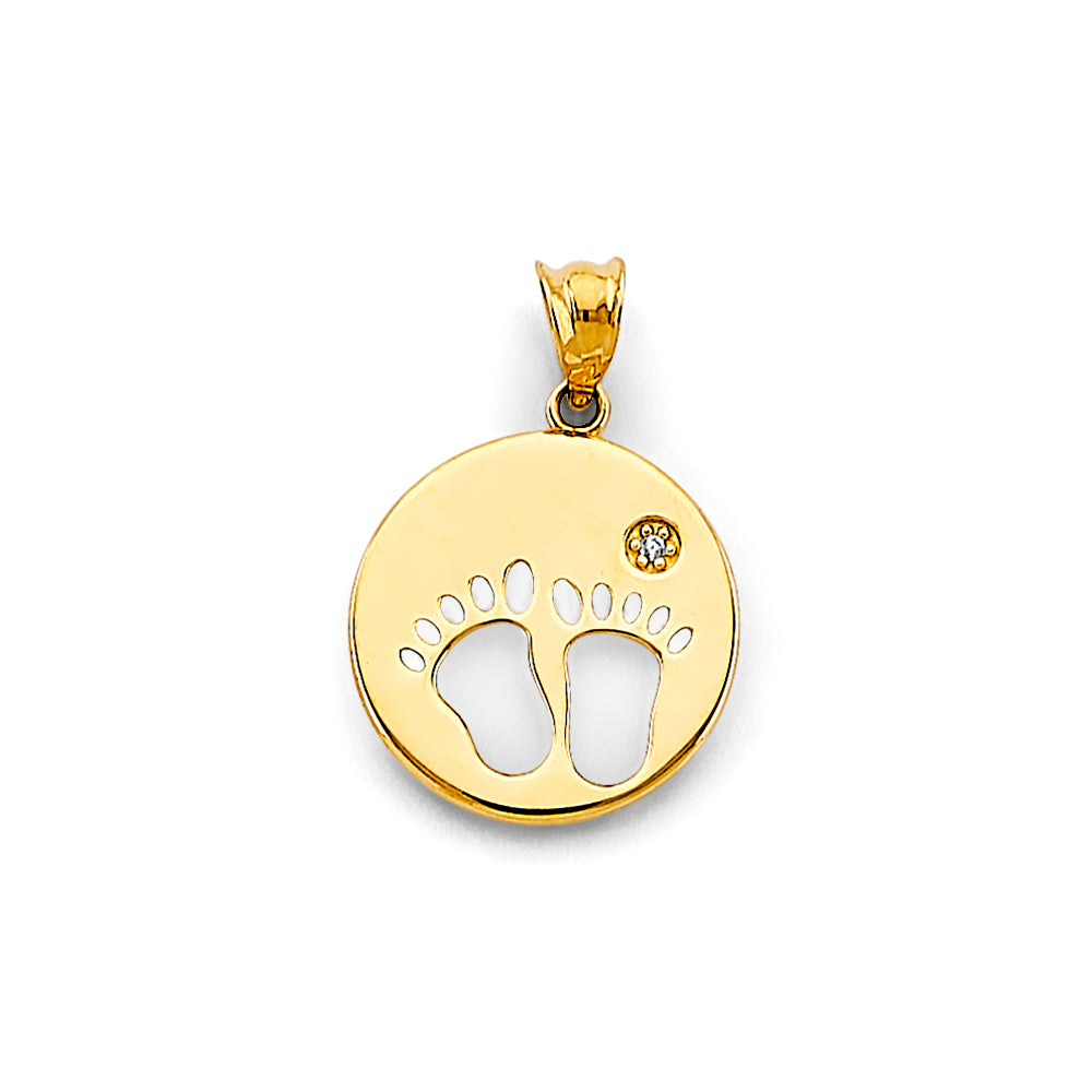 14K Yellow Gold Mom, Family, Baby & Heart Pendant - PT3196