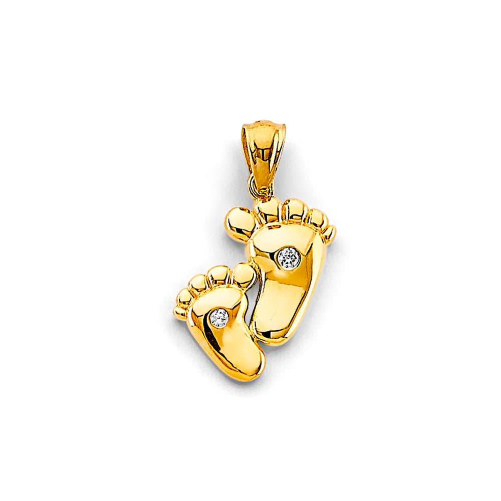 14K Yellow Gold Mom, Family, Baby & Heart Pendant - PT3198
