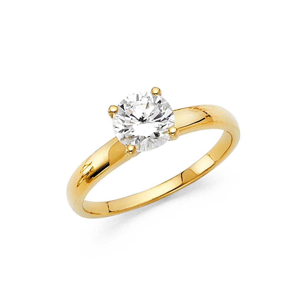14K Yellow Gold CZ Engagement Ring - RG1