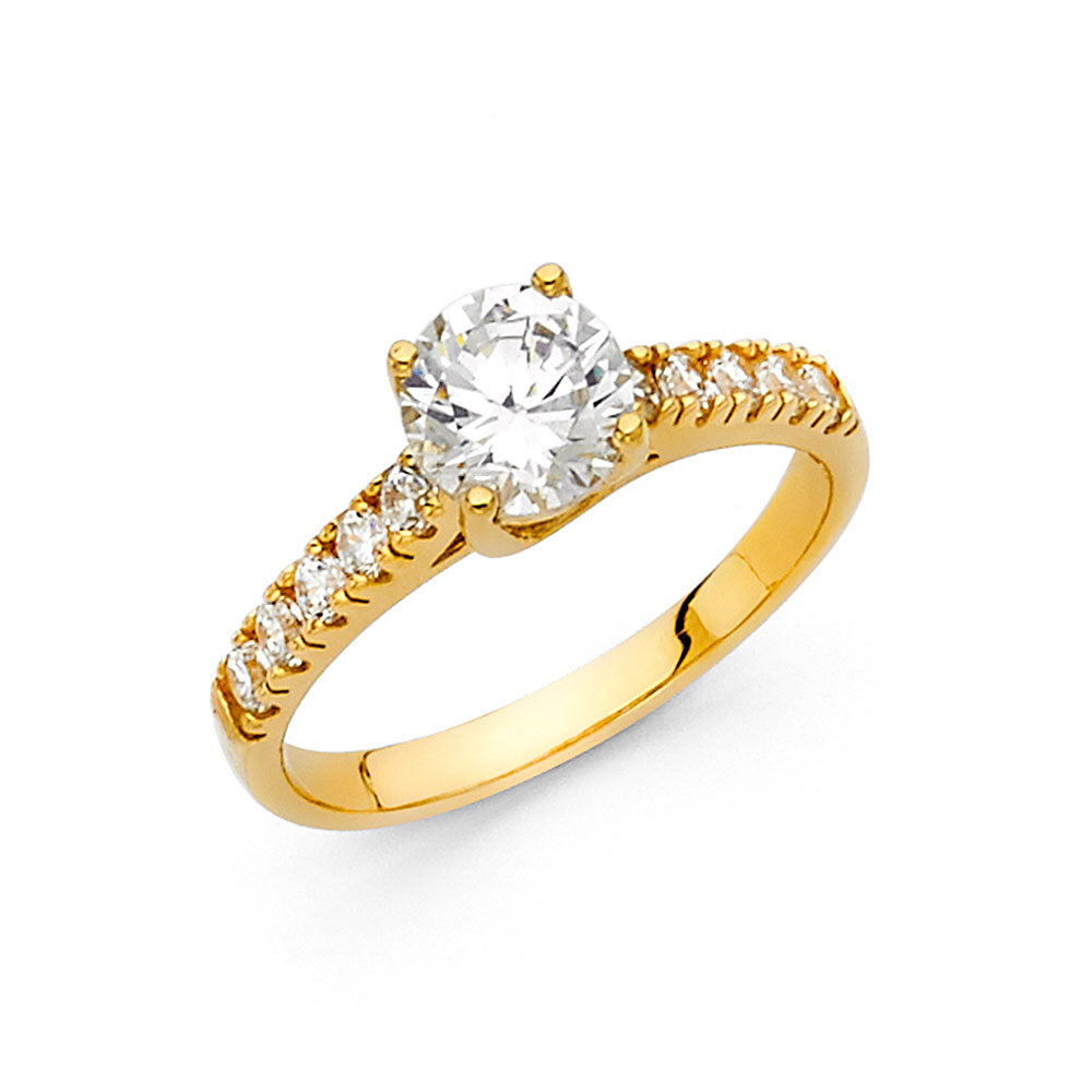14K Yellow Gold CZ Engagement Ring - RG13