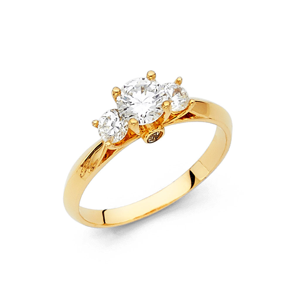14K Yellow Gold CZ Engagement Ring - RG15