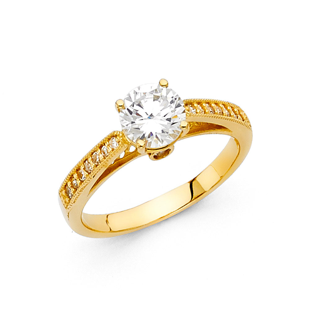 14K Yellow Gold CZ Engagement Ring - RG19