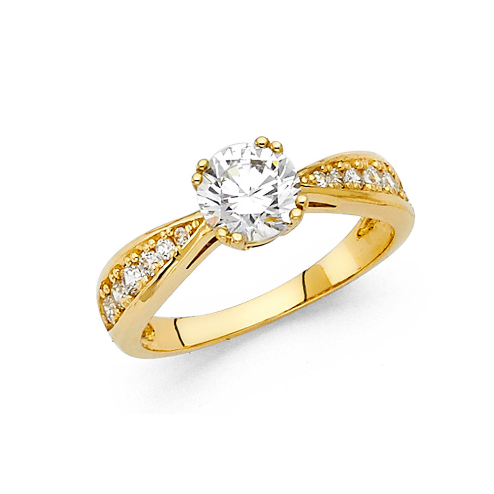 14K Yellow Gold CZ Engagement Ring - RG20
