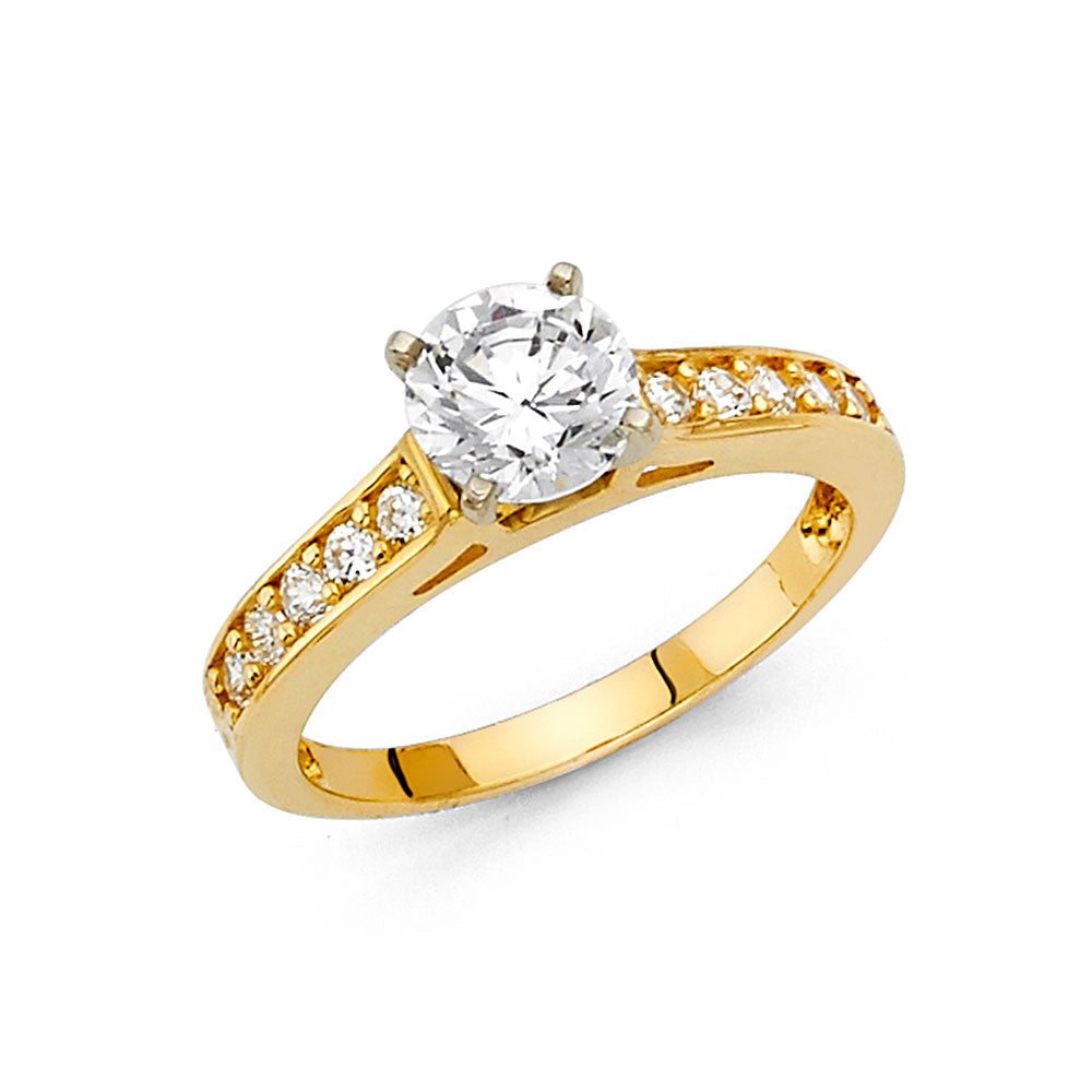 14K Yellow Gold CZ Engagement Ring - RG22