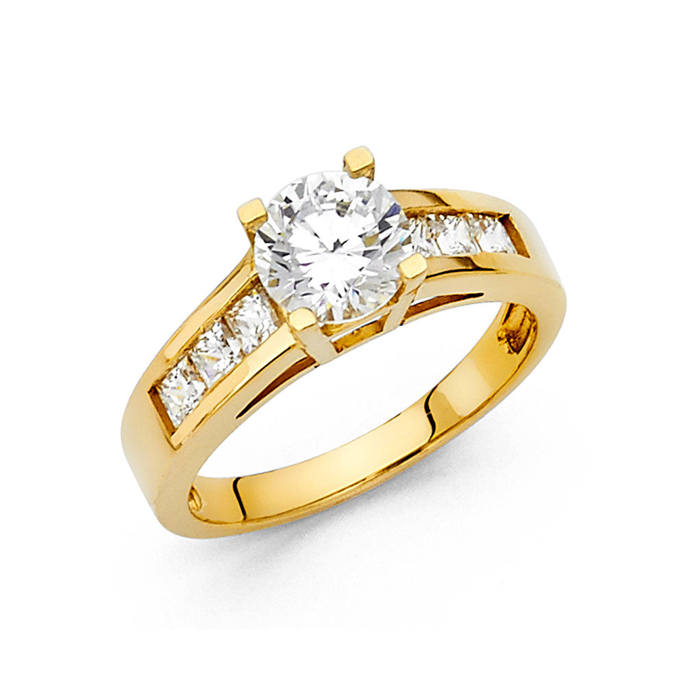 14K Yellow Gold CZ Engagement Ring - RG31