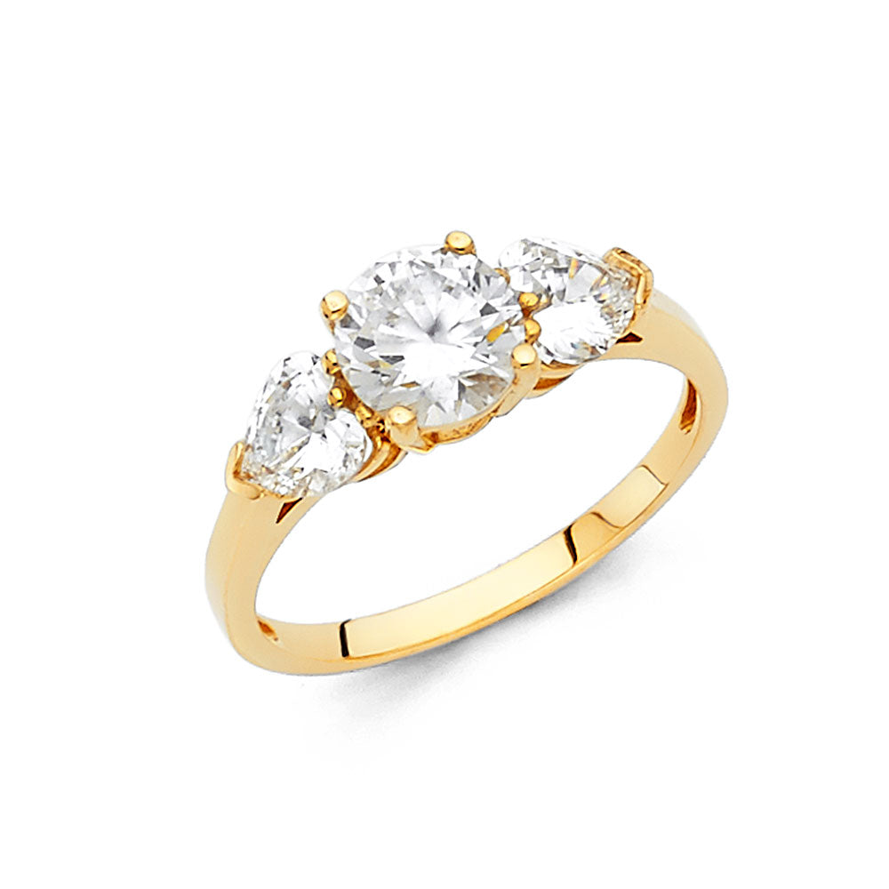 14K Yellow Gold CZ Engagement Ring - RG35