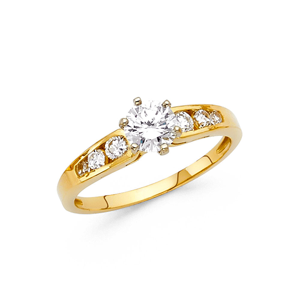 14K Yellow Gold CZ Engagement Ring - RG37