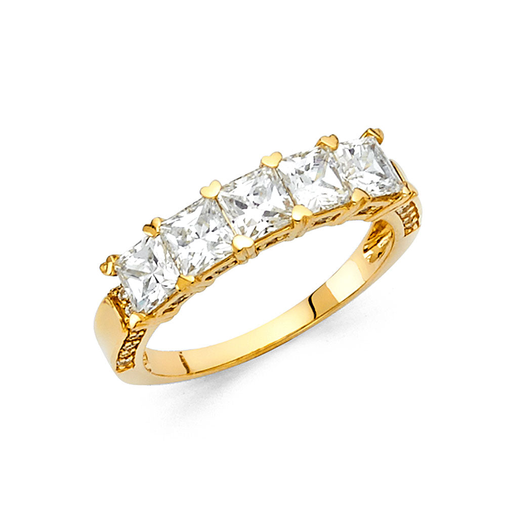 14K Yellow Gold CZ Wedding & Eternity Band - RG76