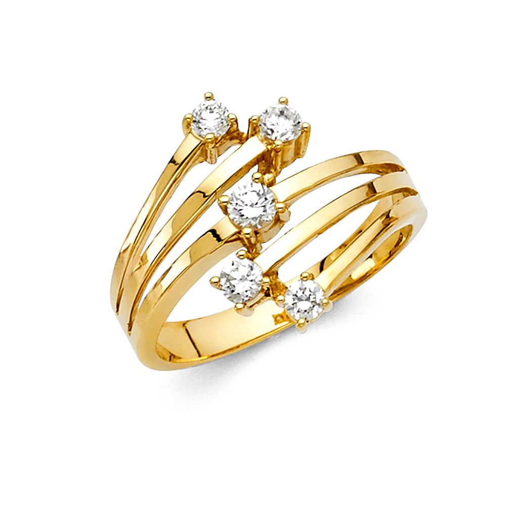 14K Yellow Gold Fancy CZ & Mother's Ring - RG280