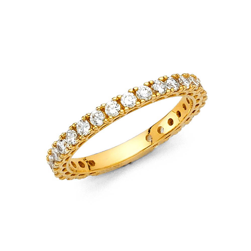 14K Yellow Gold CZ Wedding & Eternity Band - RG286
