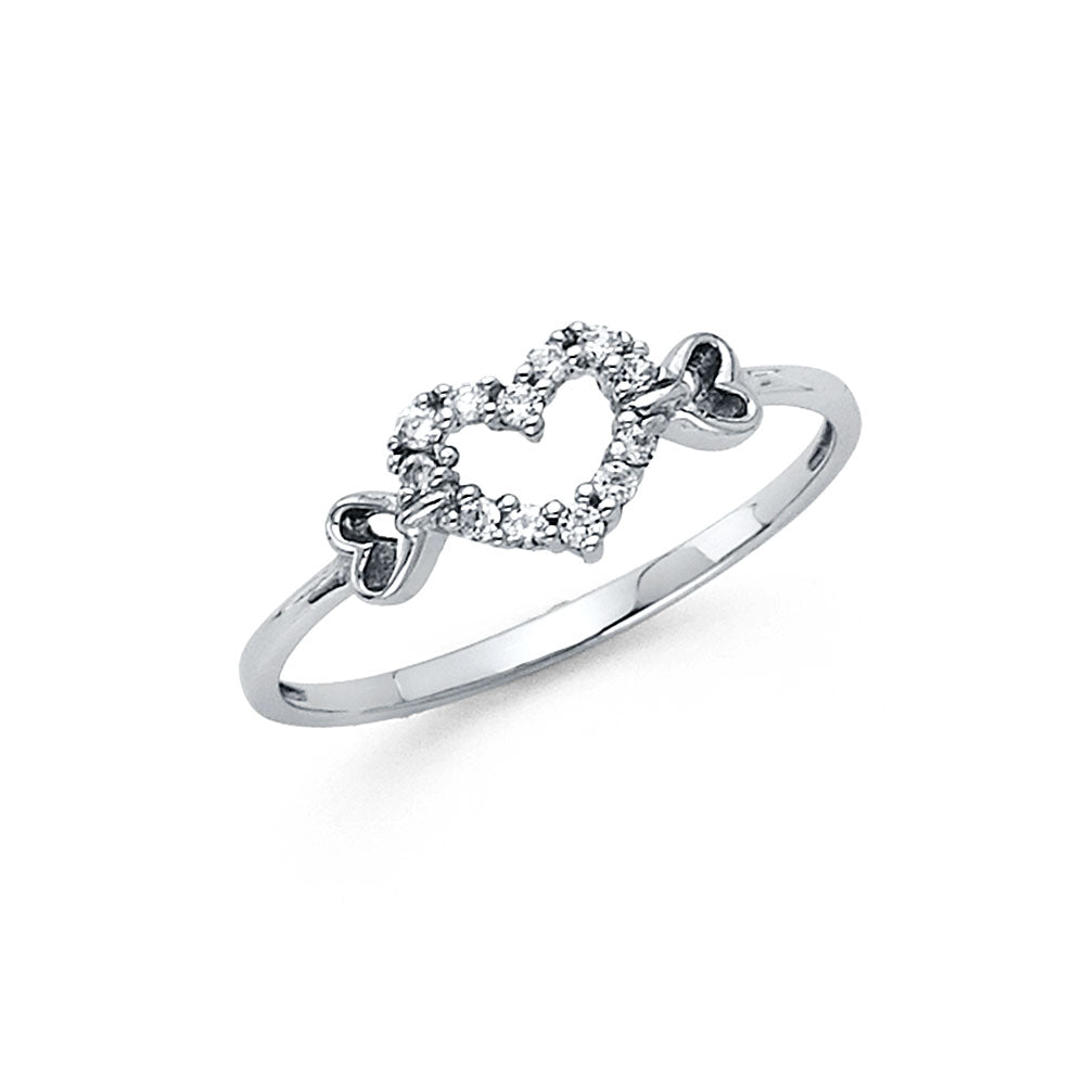 14K Yellow Gold Flower, Heart & Light Ring - RG294