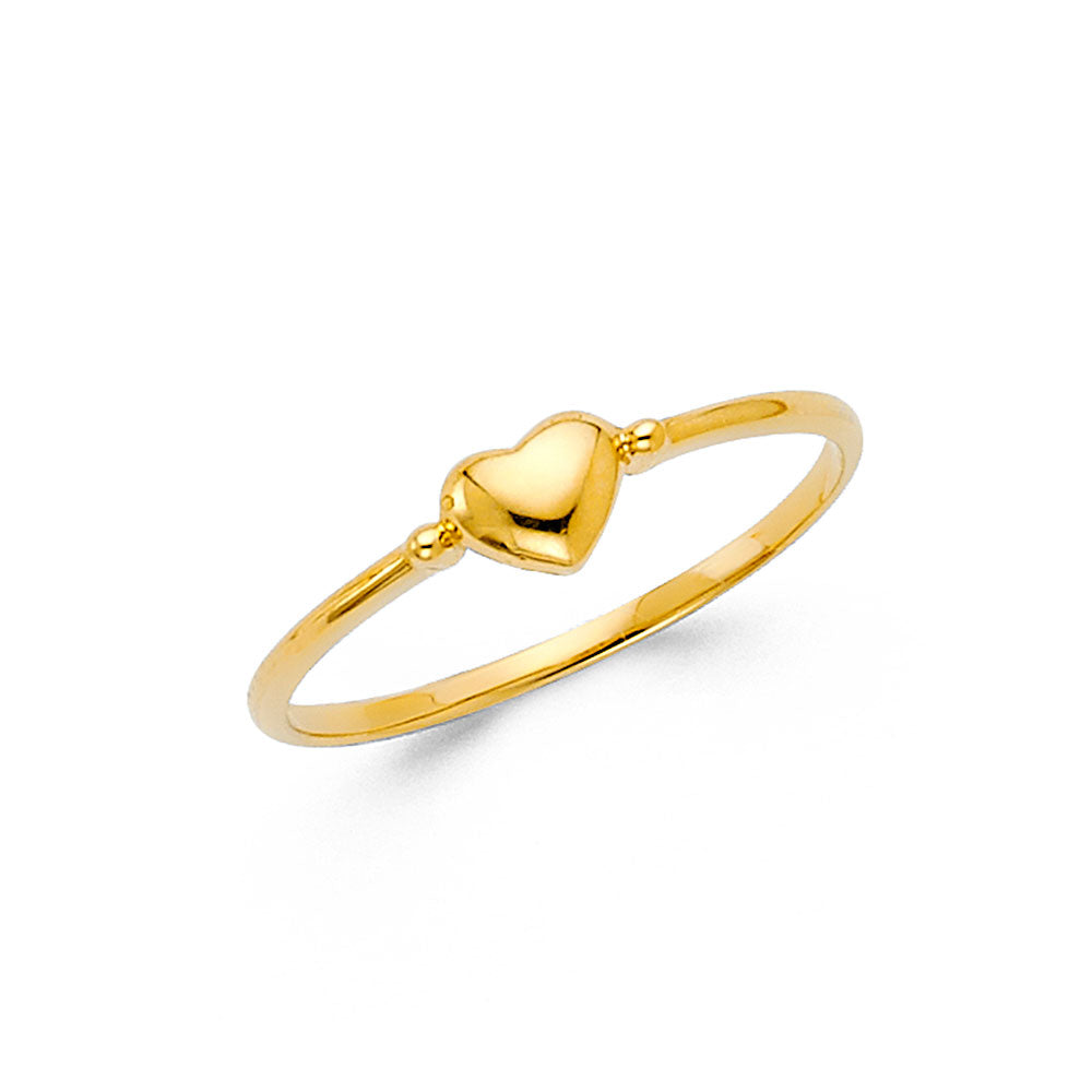 14K Yellow Gold Flower, Heart & Light Ring - RG318