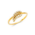 14K Yellow Gold Flower, Heart & Light Ring - RG321
