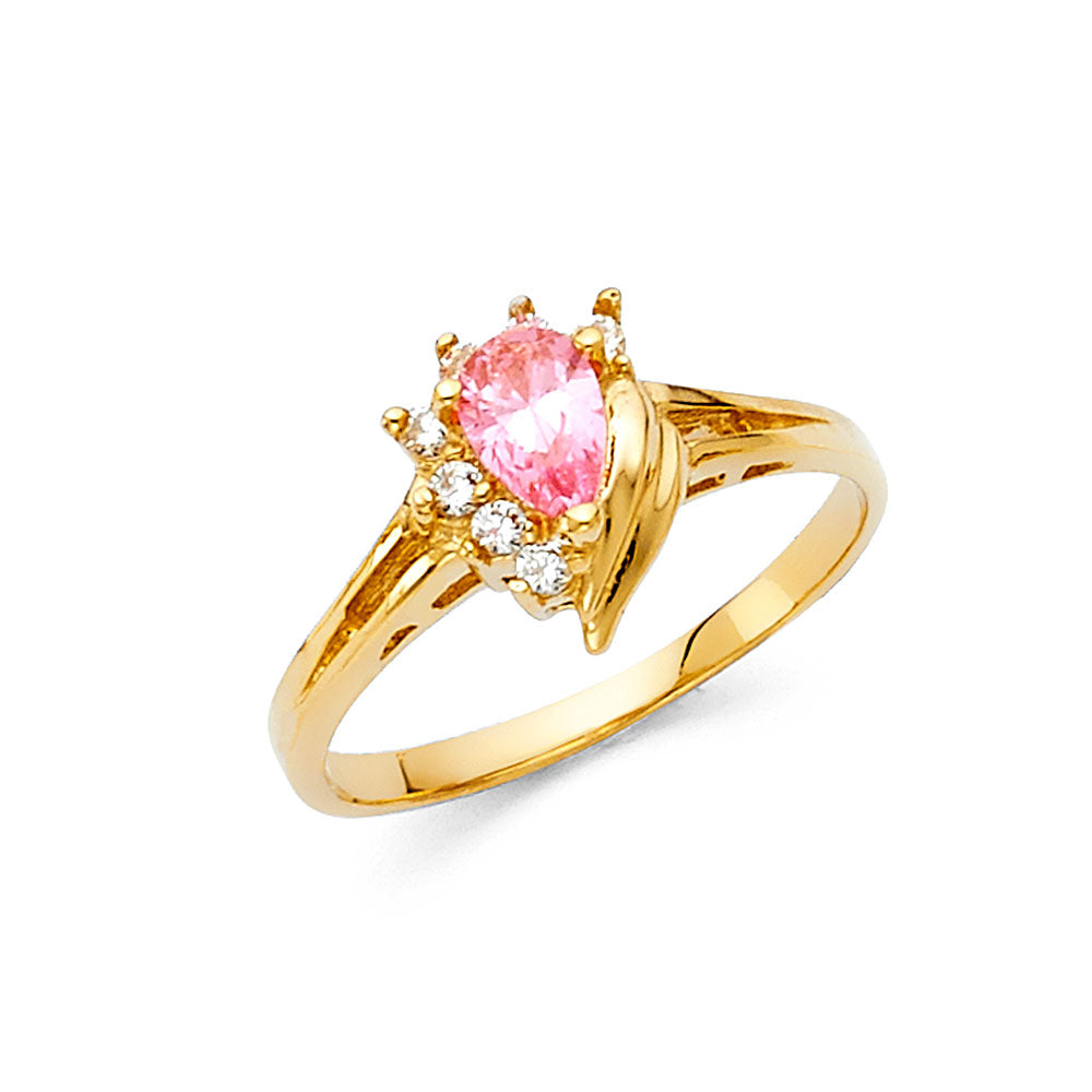 14K Yellow Gold Fancy CZ & Mother's Ring - RG326