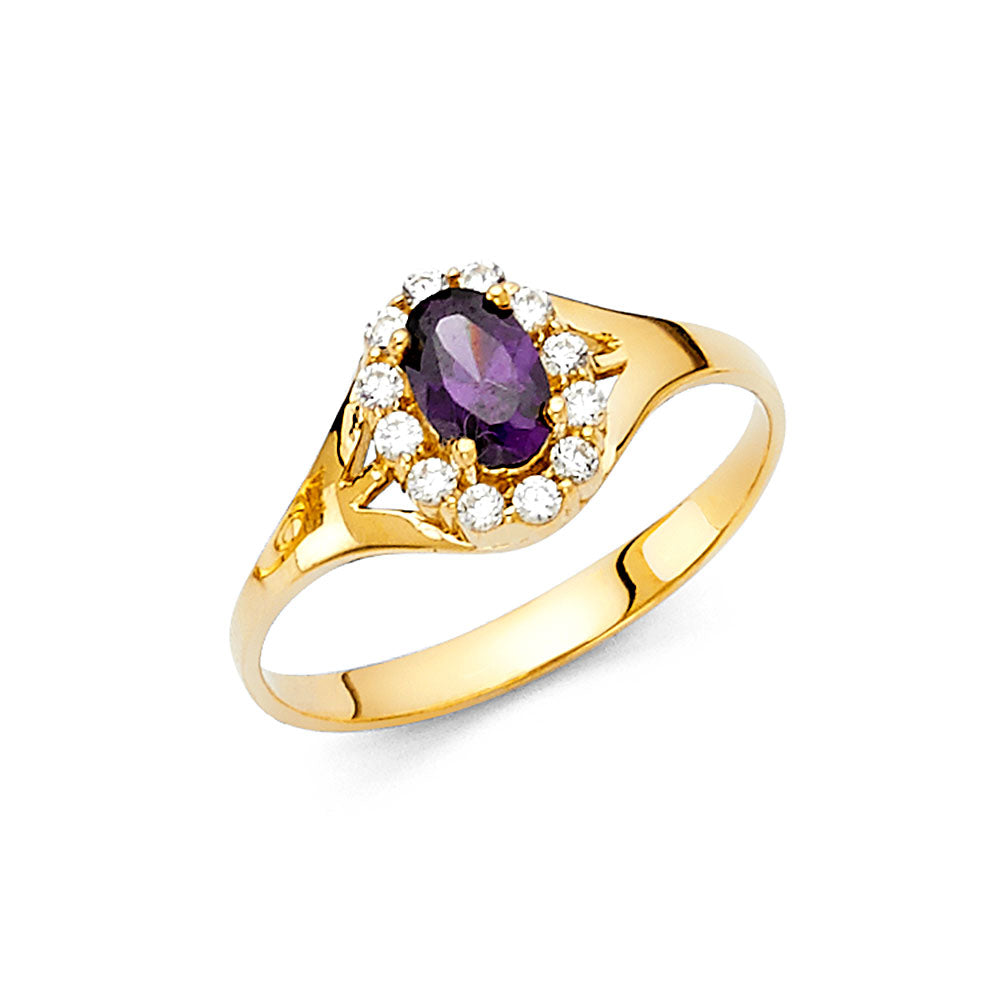 14K Yellow Gold Fancy CZ & Mother's Ring - RG334