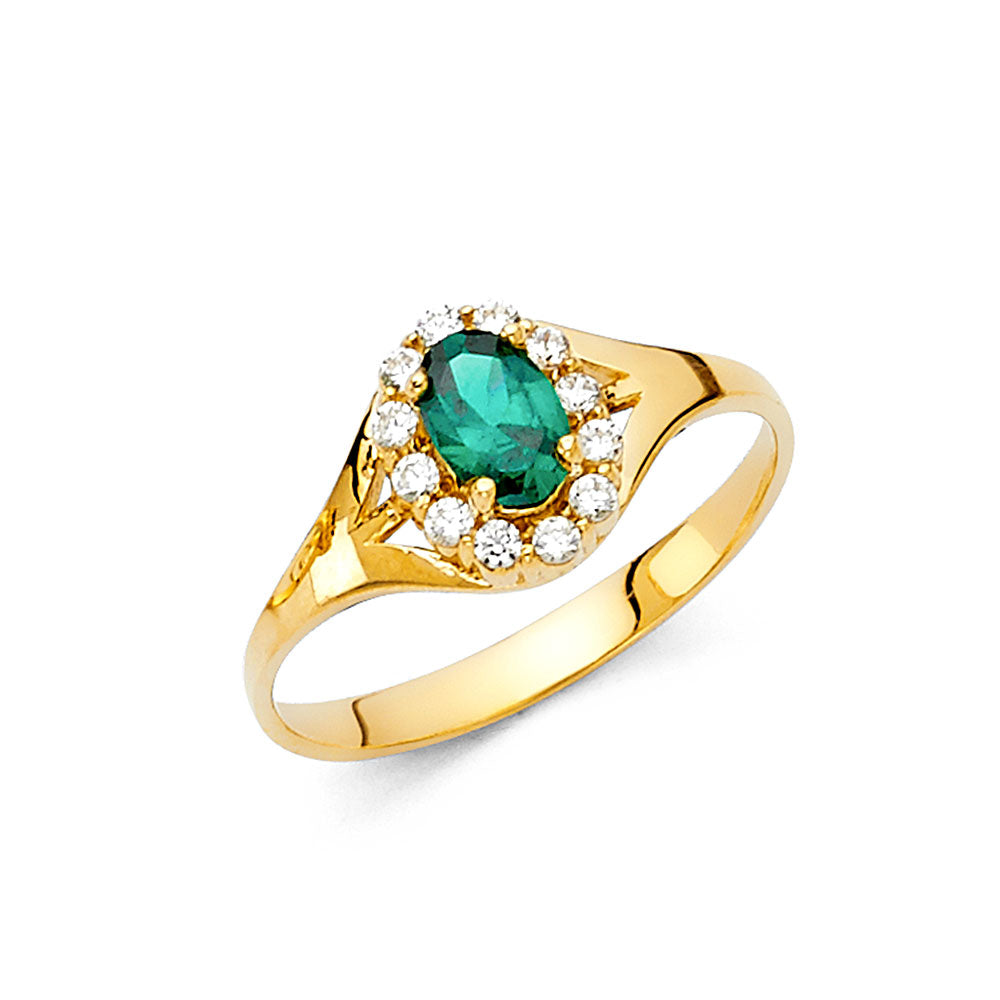 14K Yellow Gold Fancy CZ & Mother's Ring - RG362