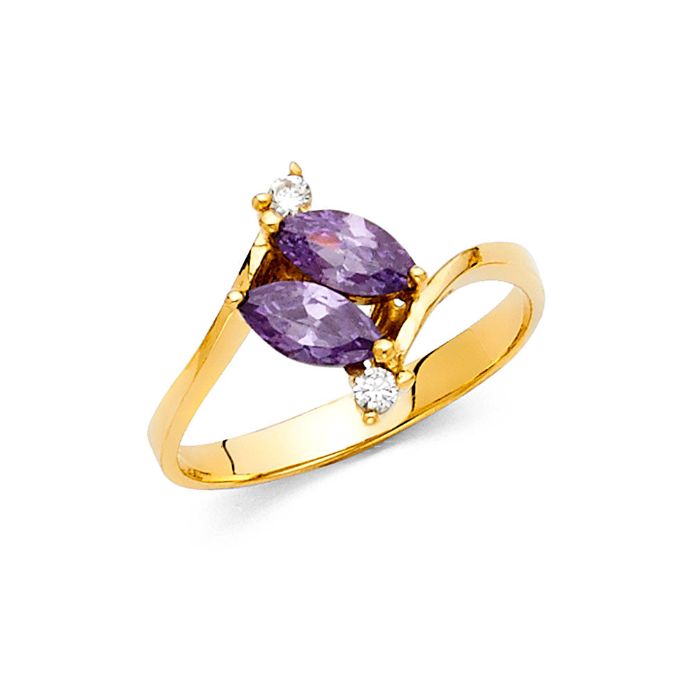 14K Yellow Gold Fancy CZ & Mother's Ring - RG375