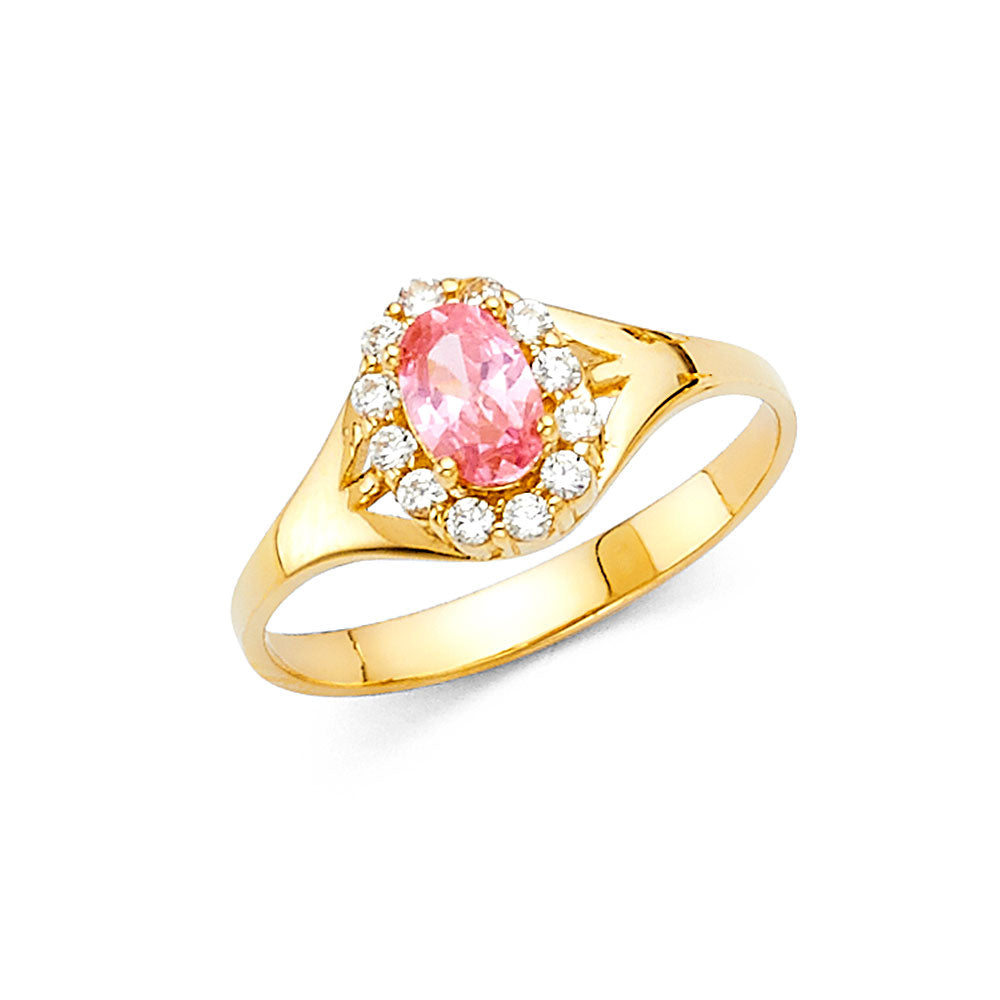14K Yellow Gold Fancy CZ & Mother's Ring - RG392
