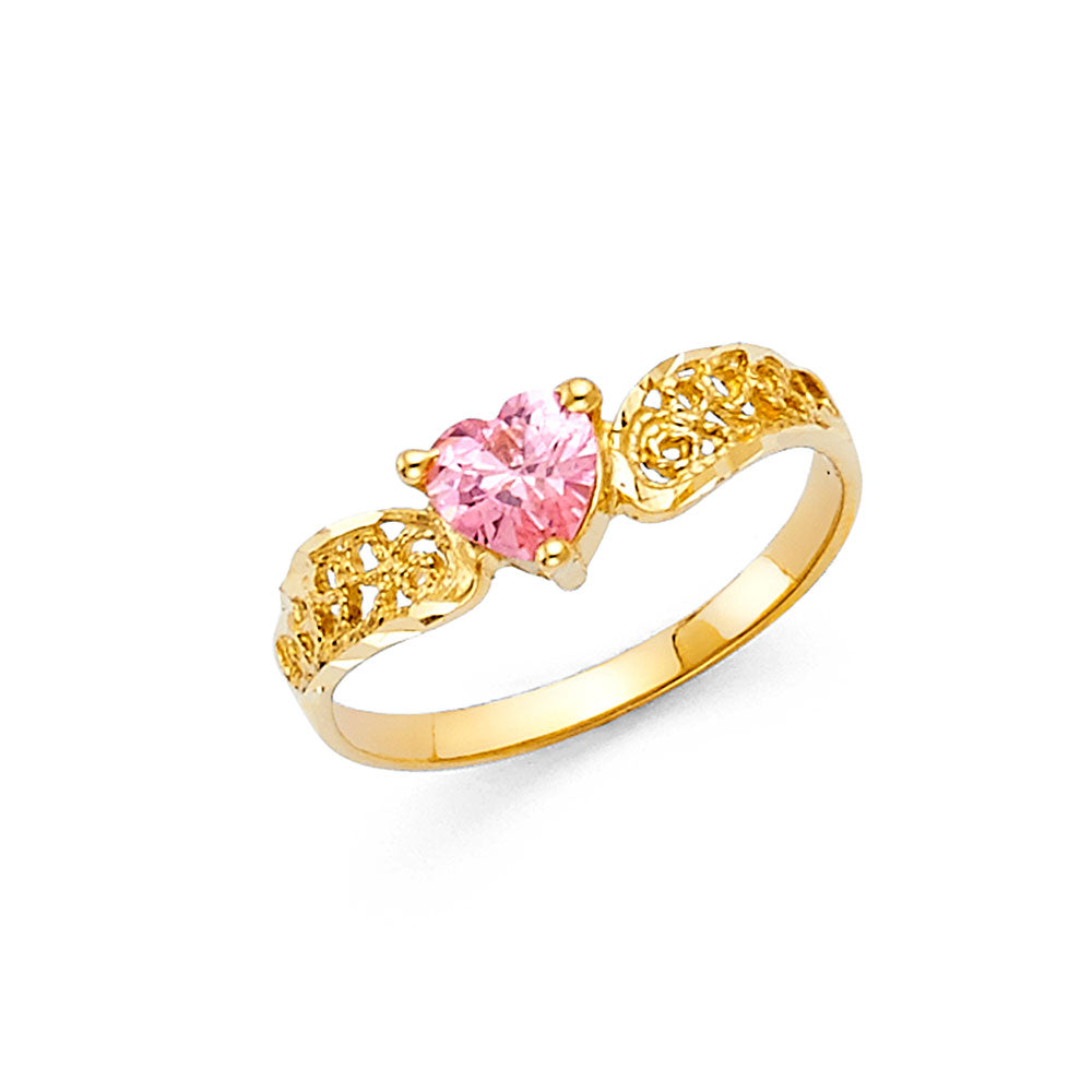 14K Yellow Gold Fancy CZ & Mother's Ring - RG457