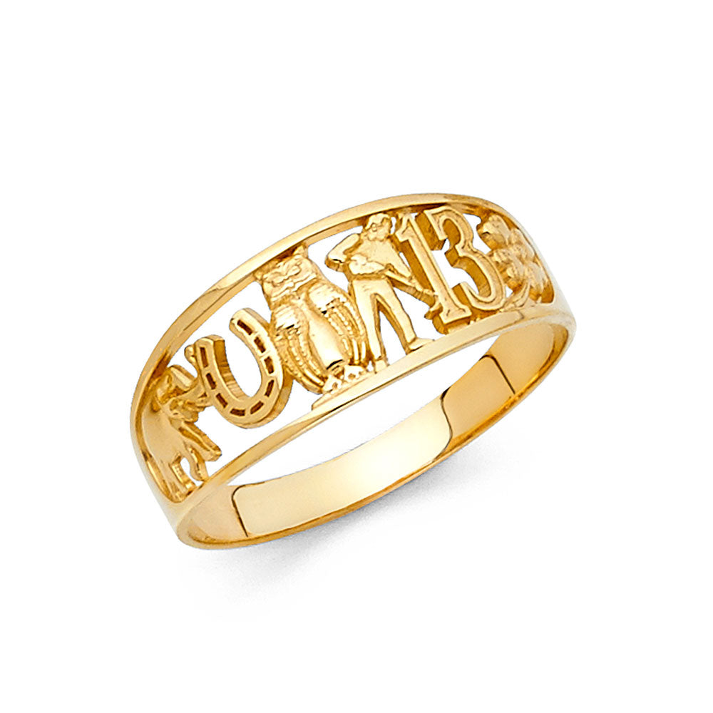 14K Yellow Gold Butterfly, Animal & Lucky Ring - RG588