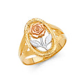 14K Tri Color Flower, Heart & Light Ring - RG604