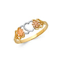 14K Tri Color Flower, Heart & Light Ring - RG608