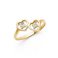 14K Yellow Gold Flower, Heart & Light Ring - RG632