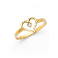 14K Yellow Gold Flower, Heart & Light Ring - RG633