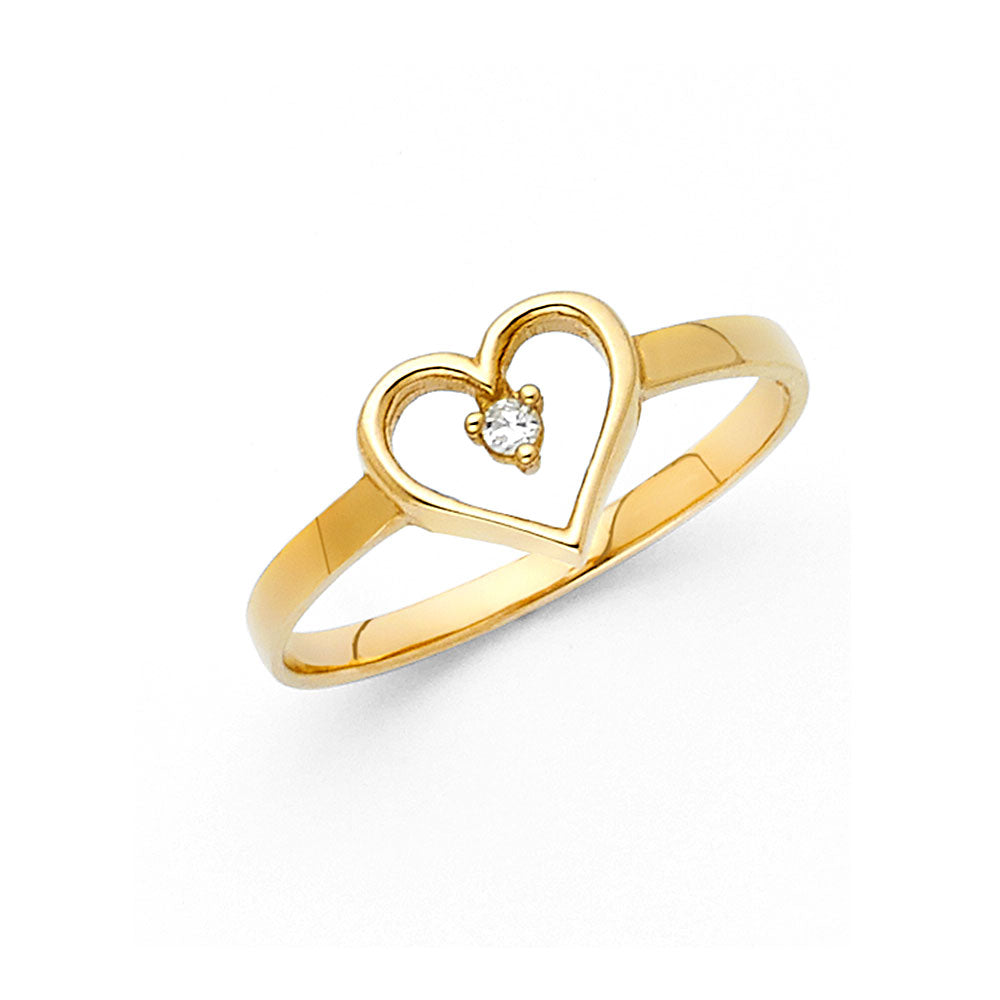 14K Yellow Gold Flower, Heart & Light Ring - RG633