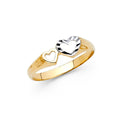 14K Yellow Gold Flower, Heart & Light Ring - RG638