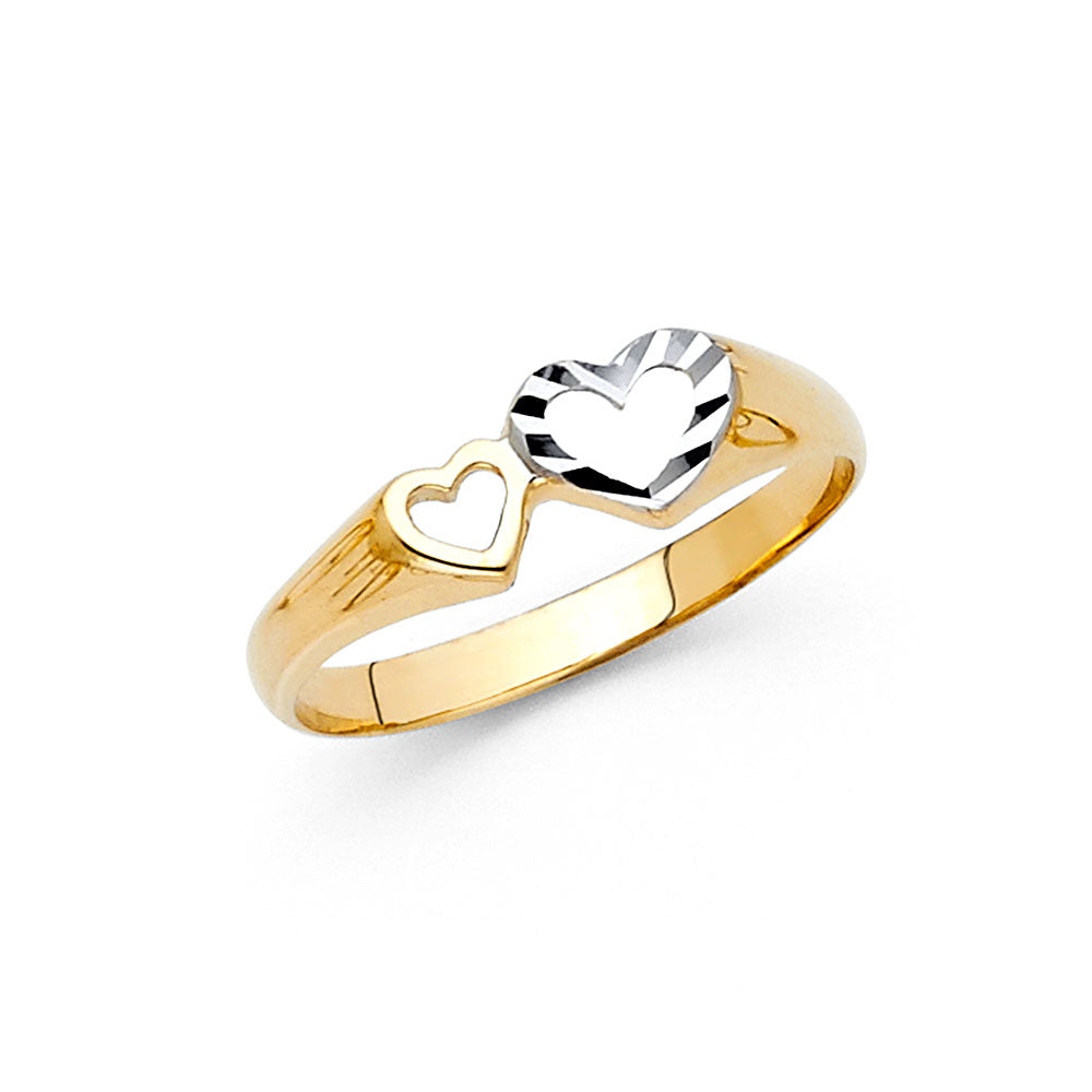 14K Yellow Gold Flower, Heart & Light Ring - RG638