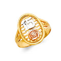 14K Yellow Gold Religious, 15 Años & Crown Ring - RG644