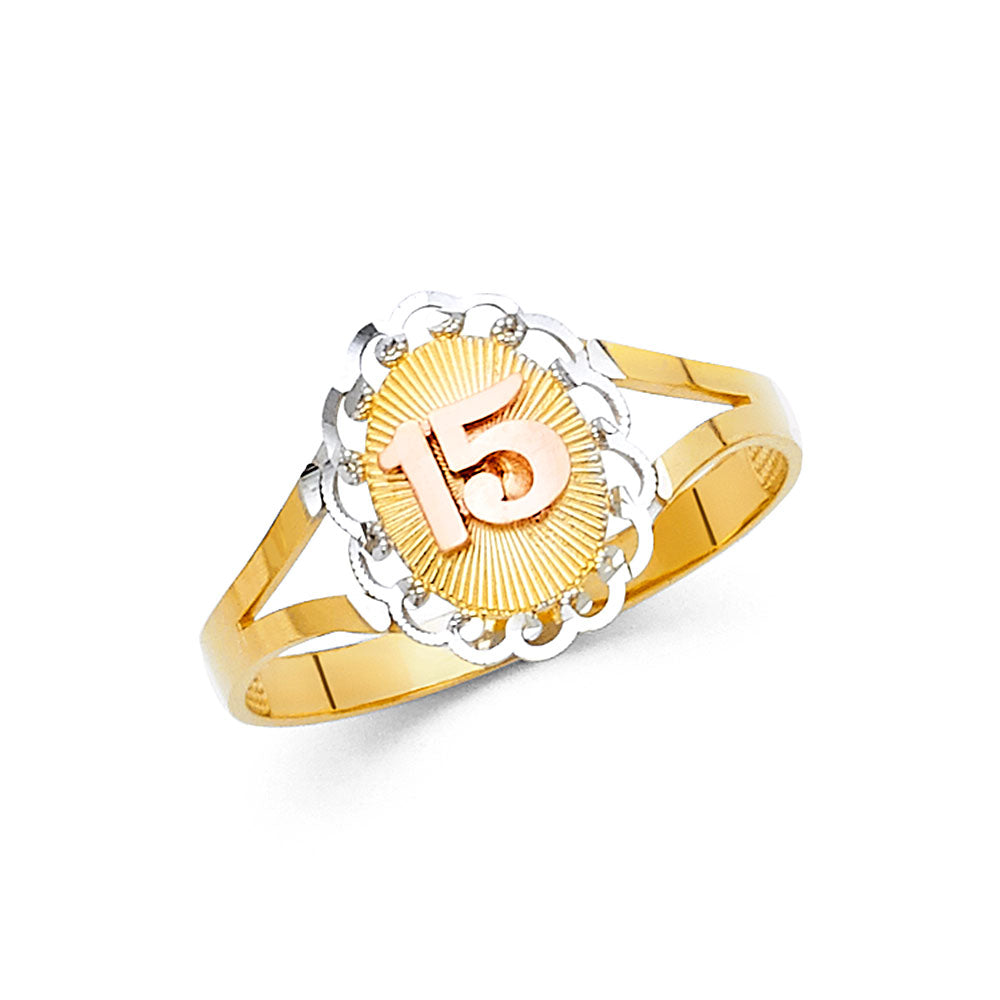 14K Yellow Gold Religious, 15 Años & Crown Ring - RG647