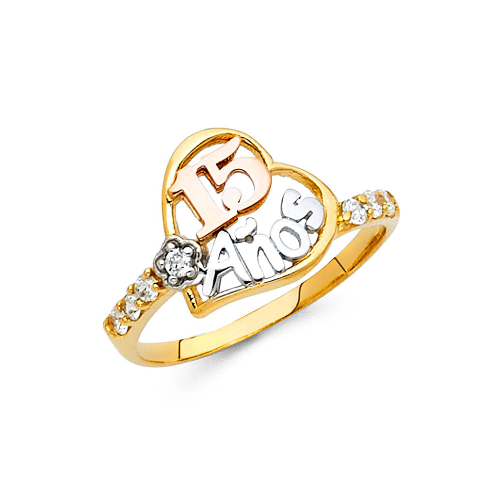 14K Yellow Gold Religious, 15 Años & Crown Ring - RG661