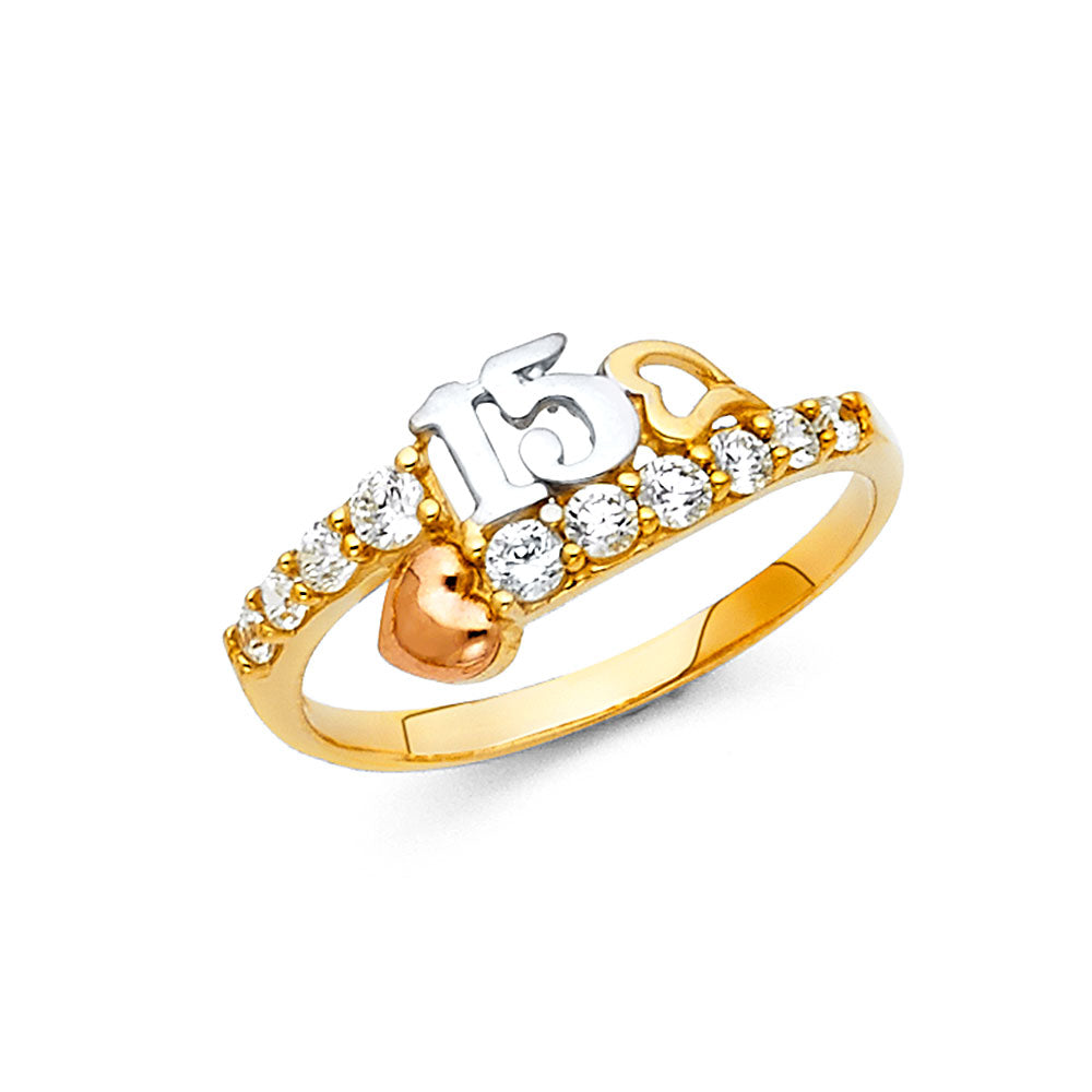 14K Yellow Gold Religious, 15 Años & Crown Ring - RG665