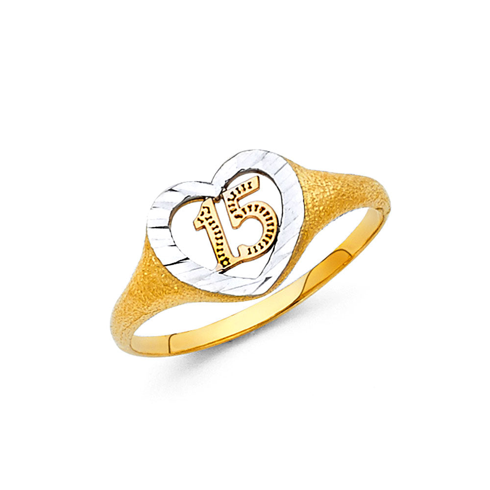 14K Yellow Gold Religious, 15 Años & Crown Ring - RG667