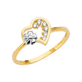 14K Yellow Gold Flower, Heart & Light Ring - RG683