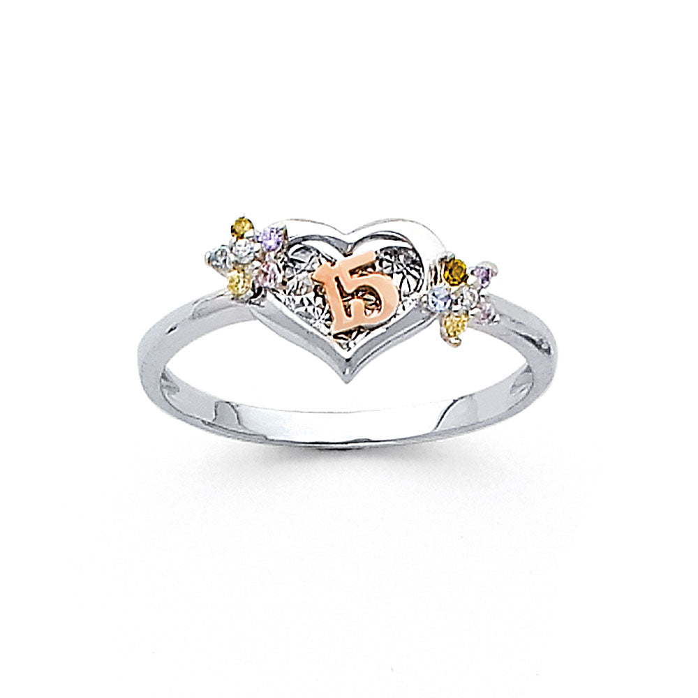 14K Yellow Gold Religious, 15 Años & Crown Ring - RG685