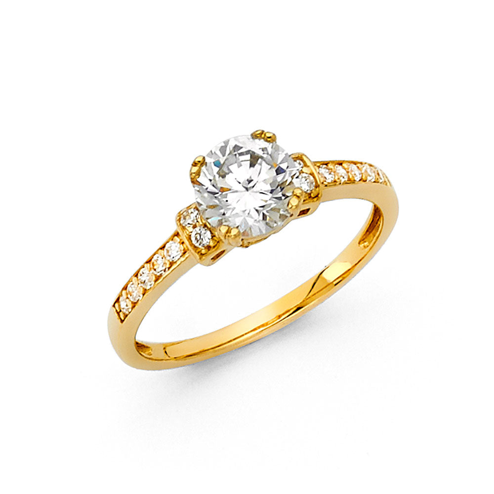 14K Yellow Gold CZ Engagement Ring - RG736