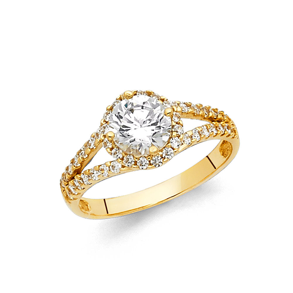 14K Yellow Gold CZ Engagement Ring - RG738