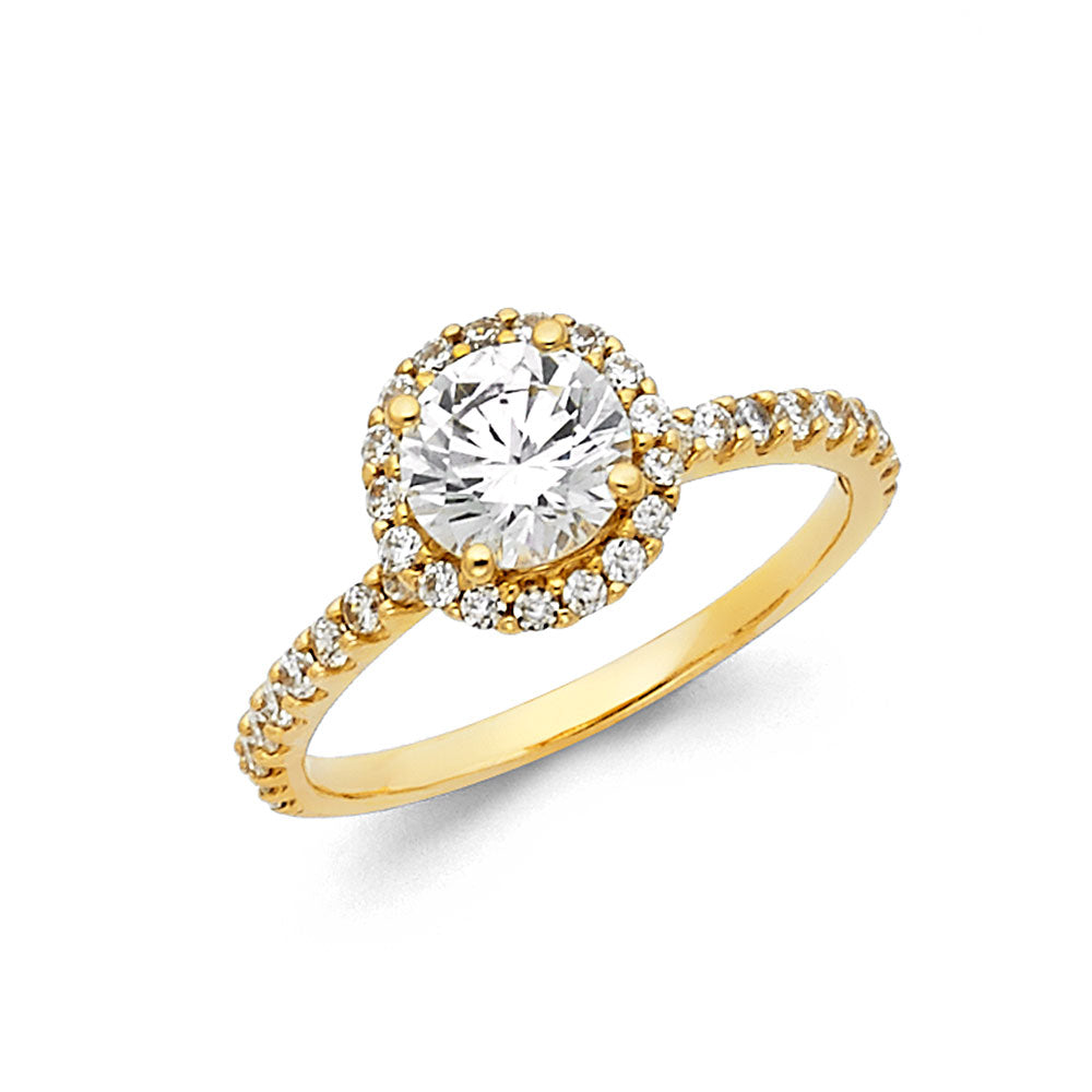 14K Yellow Gold CZ Engagement Ring - RG739